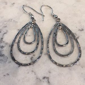Sterling Silver Tri-Textured 3 Hoop Earrings